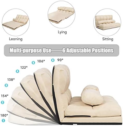 Gray Fabric Sleeper Sofa Bed with 2 Pillows Q777