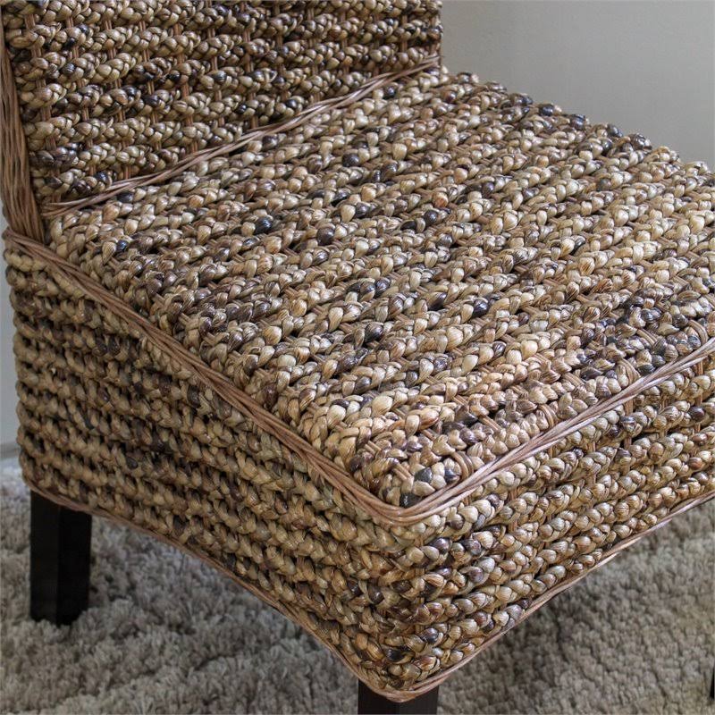 Bunga Hyacinth Weave Dining Chair with Mahogany Hardwood Frame Y649