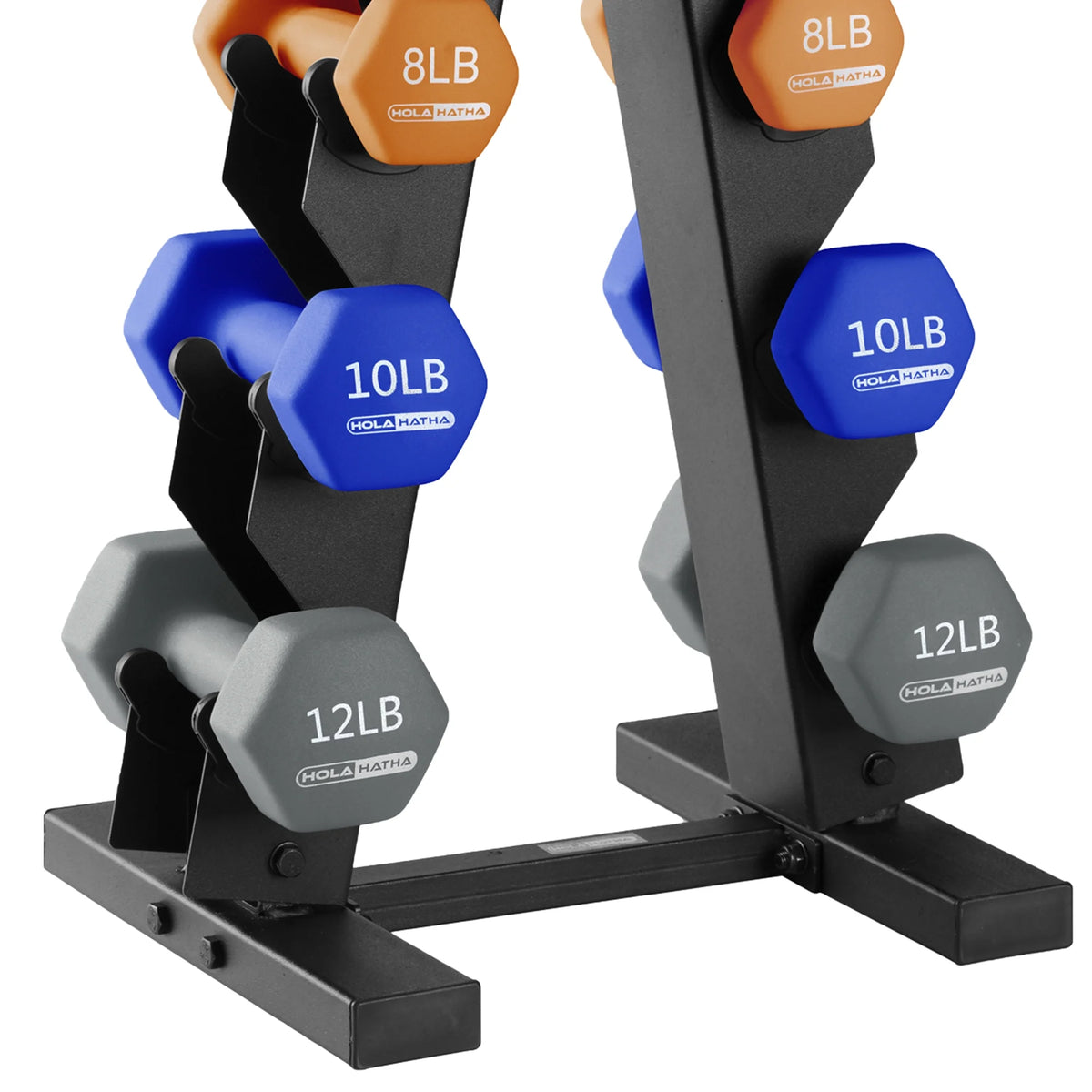 3, 5, 8, 10, & 12 lb Neoprene Hexagon Dumbbell Weight Set with Stand H265