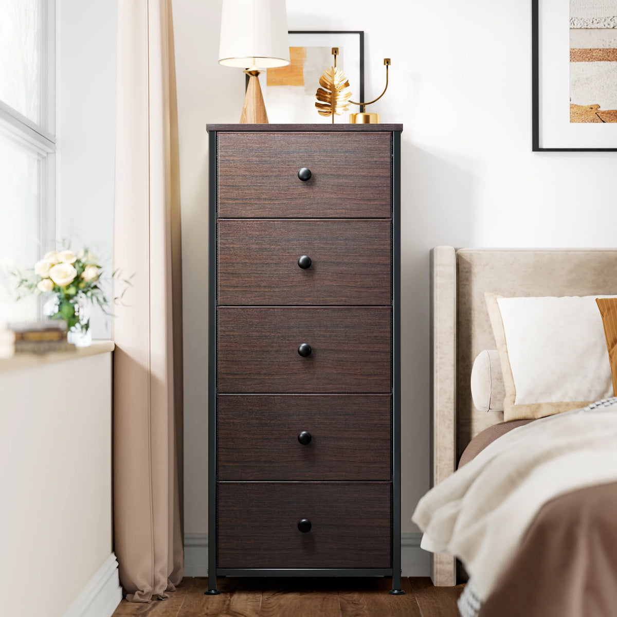Rustic Brown 5 Drawer Dresser Y173573