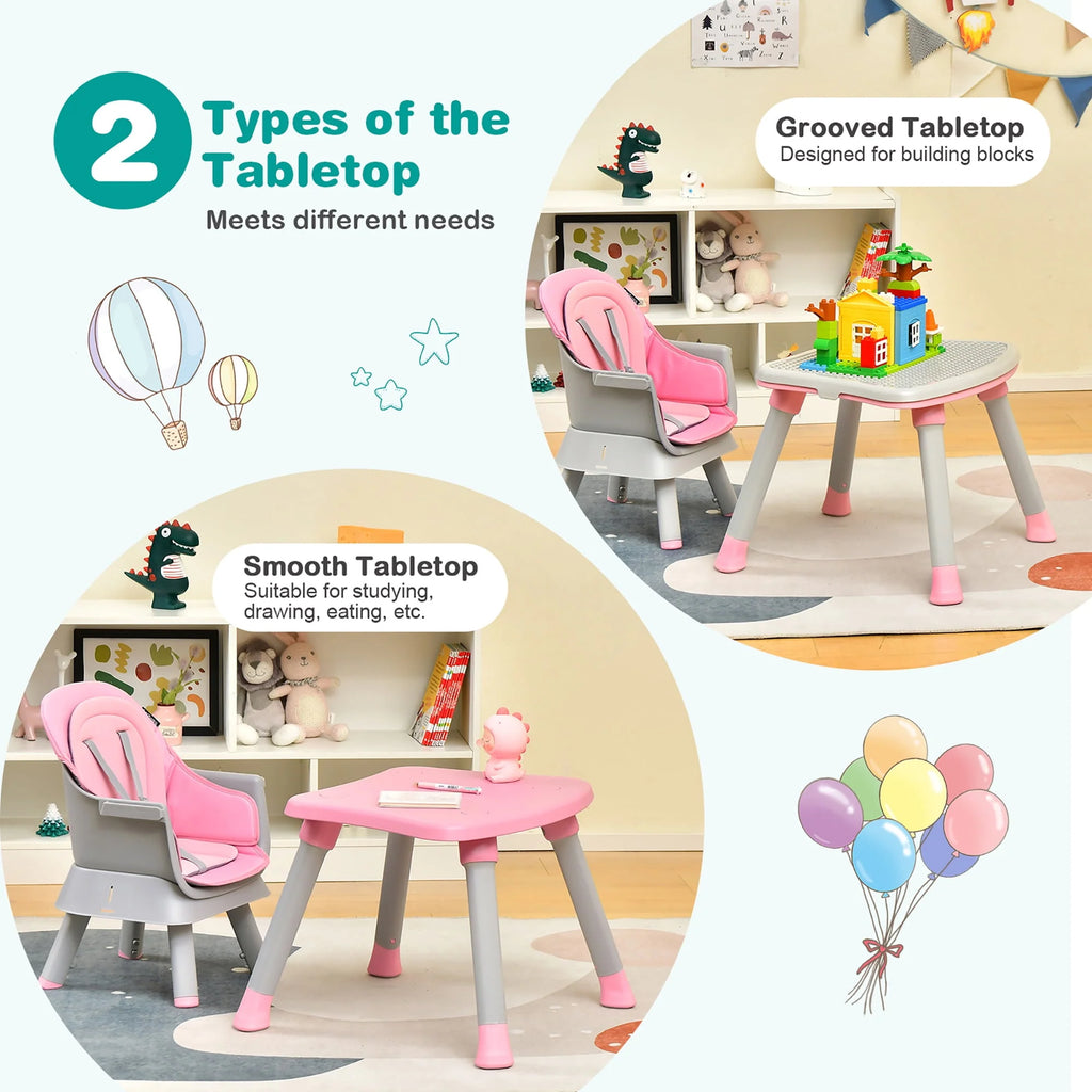 8-in-1 Convertible High Chair Booster Seat with Removable Tray Yellow C581