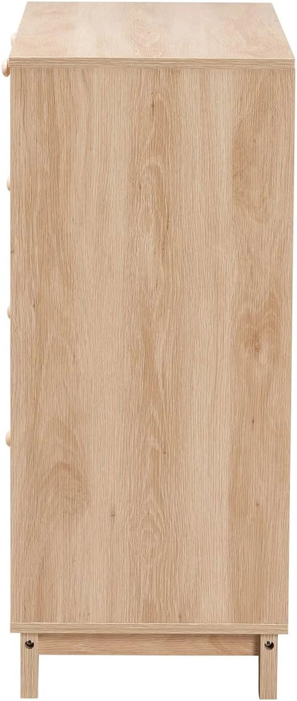 Oak Brown Wood and Natural Rattan 5-Drawer Cabinet X95441