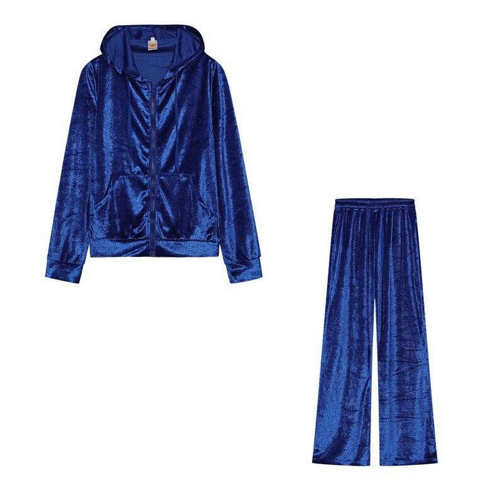 Velour 2-Piece Hoodie Tracksuit Set E2381
