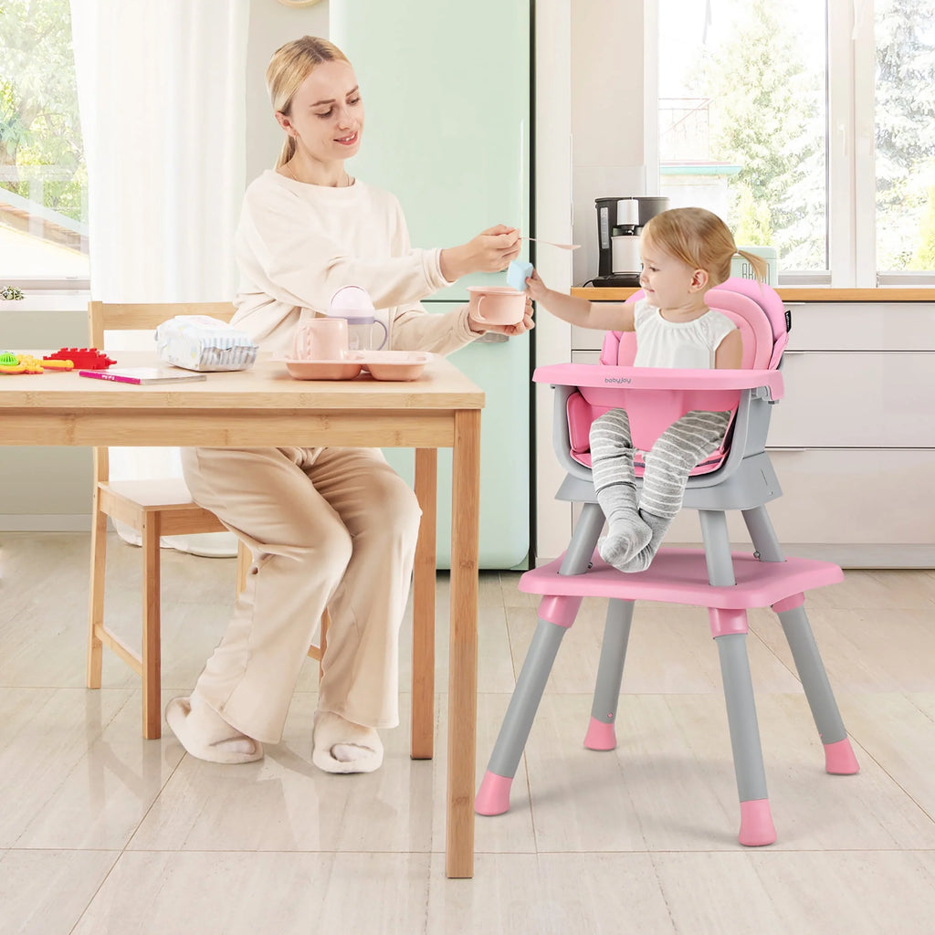 8-in-1 Convertible High Chair Booster Seat with Removable Tray Yellow C581