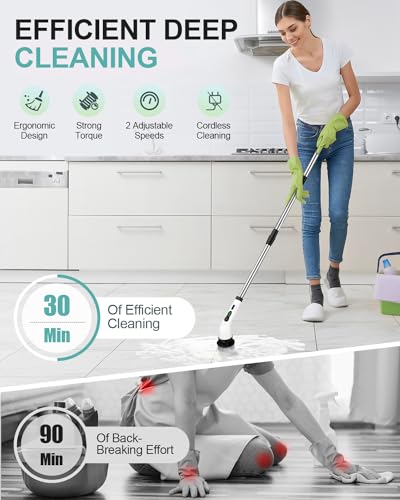 Cordless Electric Spin Scrubber with 6 Brush Heads N7971