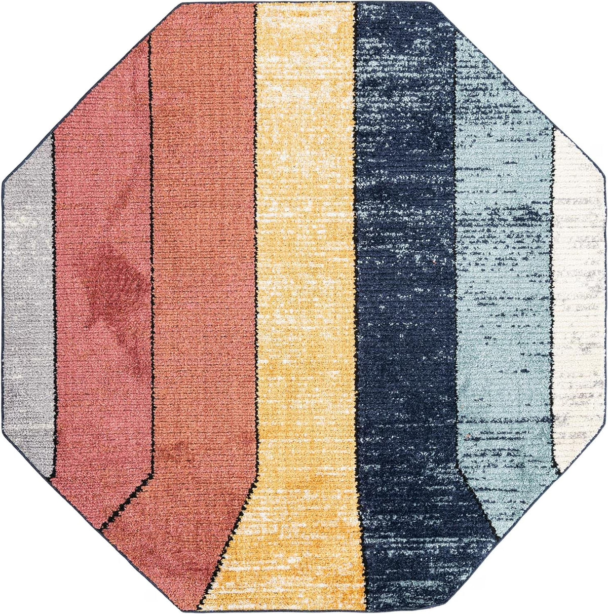 8 Ft Octagon Multi Medium-Pile Rug L5348