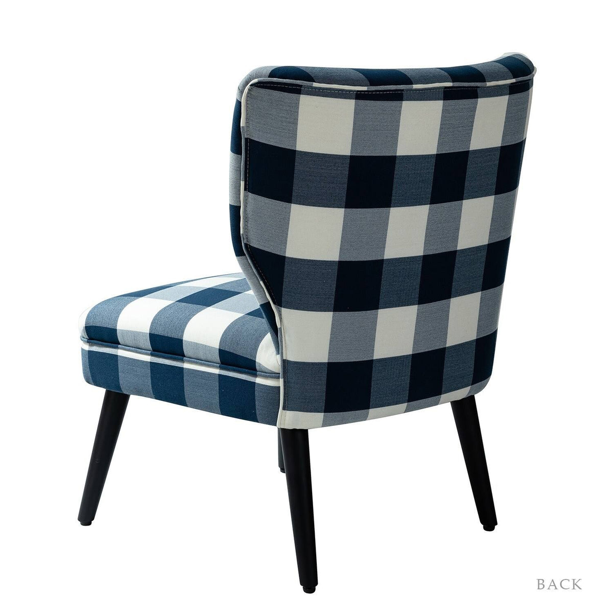 Grey Buffalo Plaid Side Chair with Black Base, Set of 2 N394