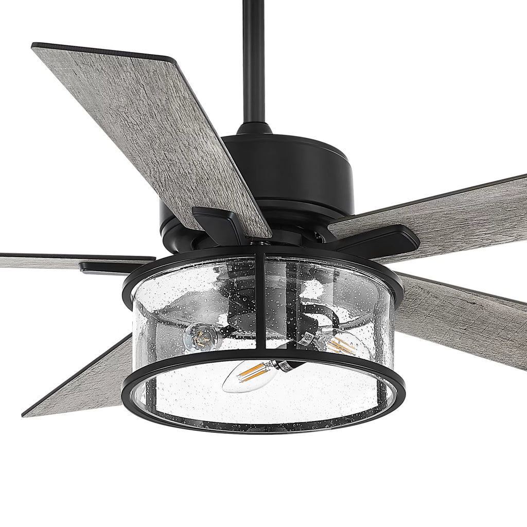 52" Matte Black Reversible Ceiling Fan with Light Kit I124148