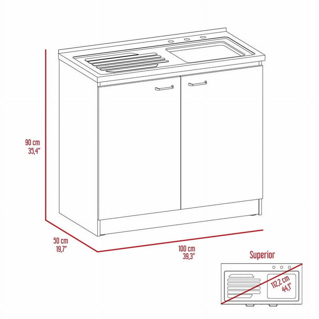 White Modern Engineered Wood Utility Sink with Cabinet G186623