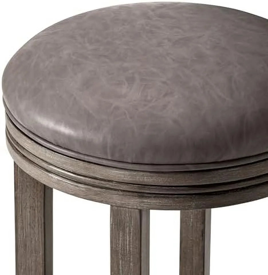 Eva Stool Weathered Oak Finish Vegan Leather U16309