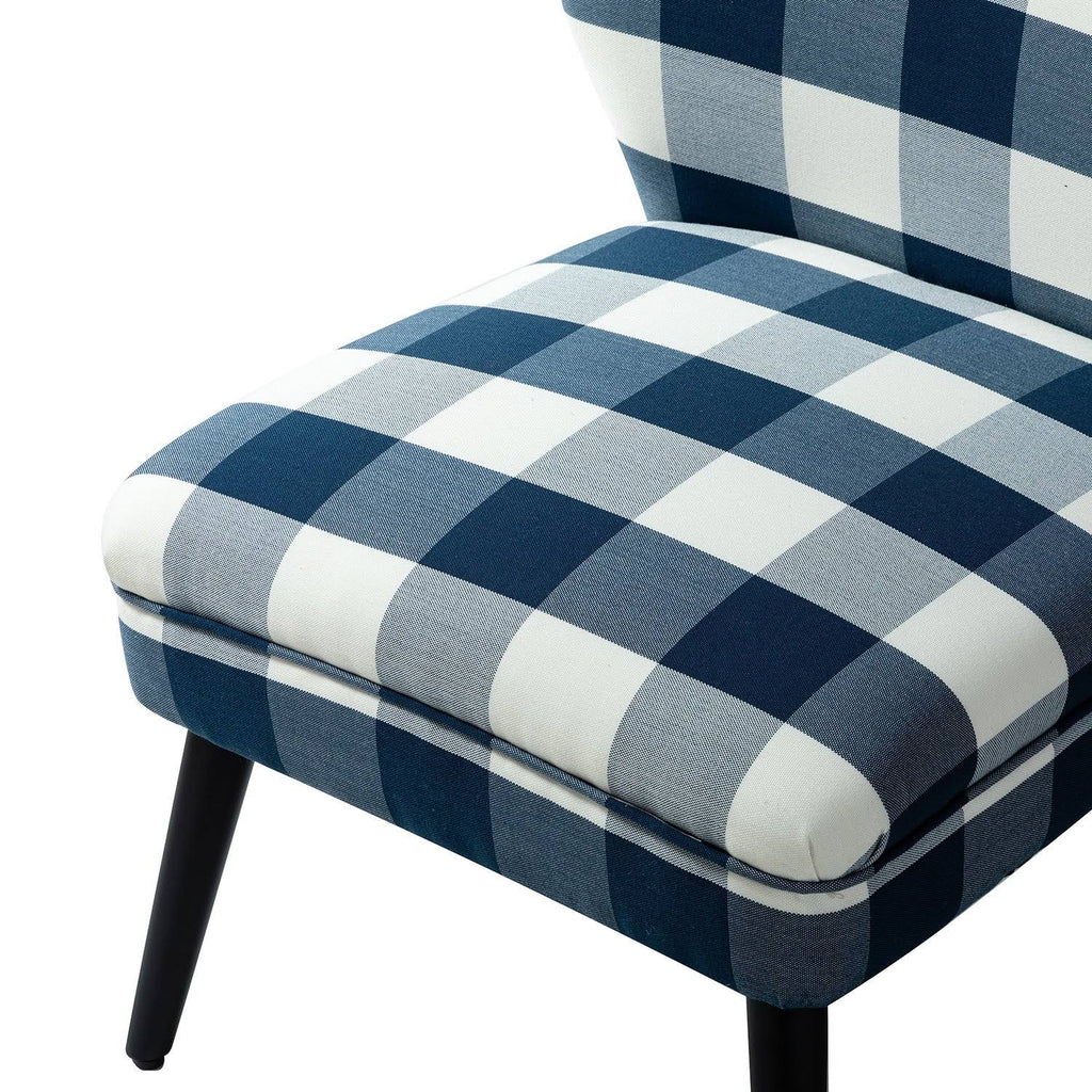 Grey Buffalo Plaid Side Chair with Black Base, Set of 2 N394