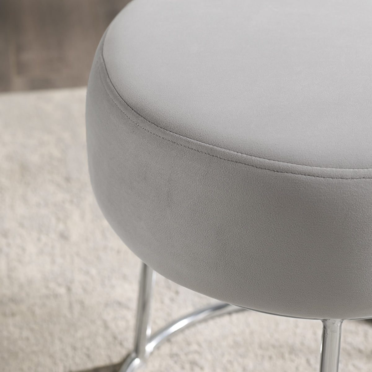 Gray Velvet Vanity Stool K7113