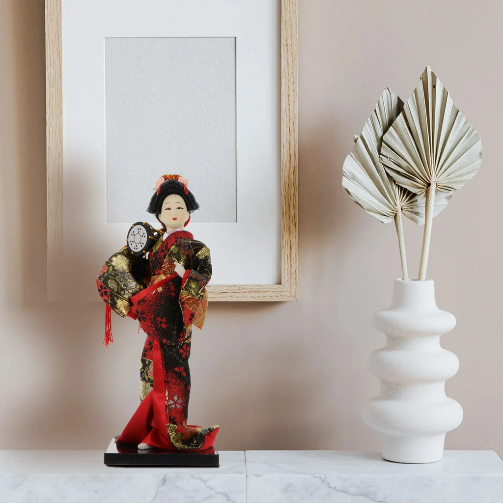 2 Pc Silk Geisha Dolls Japanese Folk Crafts A246