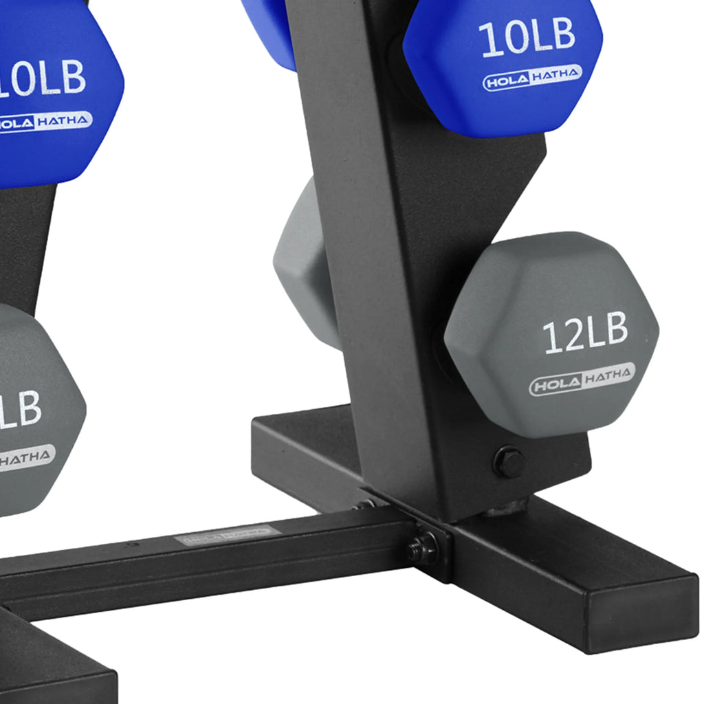3, 5, 8, 10, & 12 lb Neoprene Hexagon Dumbbell Weight Set with Stand H265