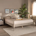 Antique White Oak Wood Full Size Platform Bed Frame S186991