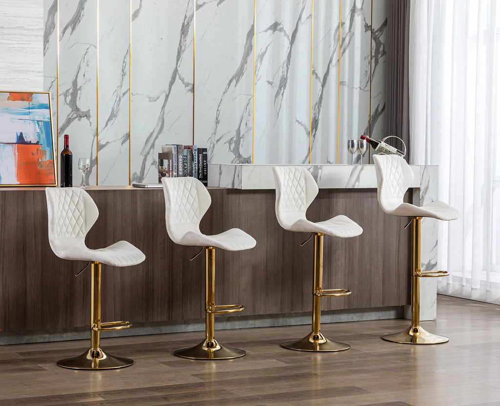 Adjustable Swivel Velvet Bar Stools Set of 2 L68341