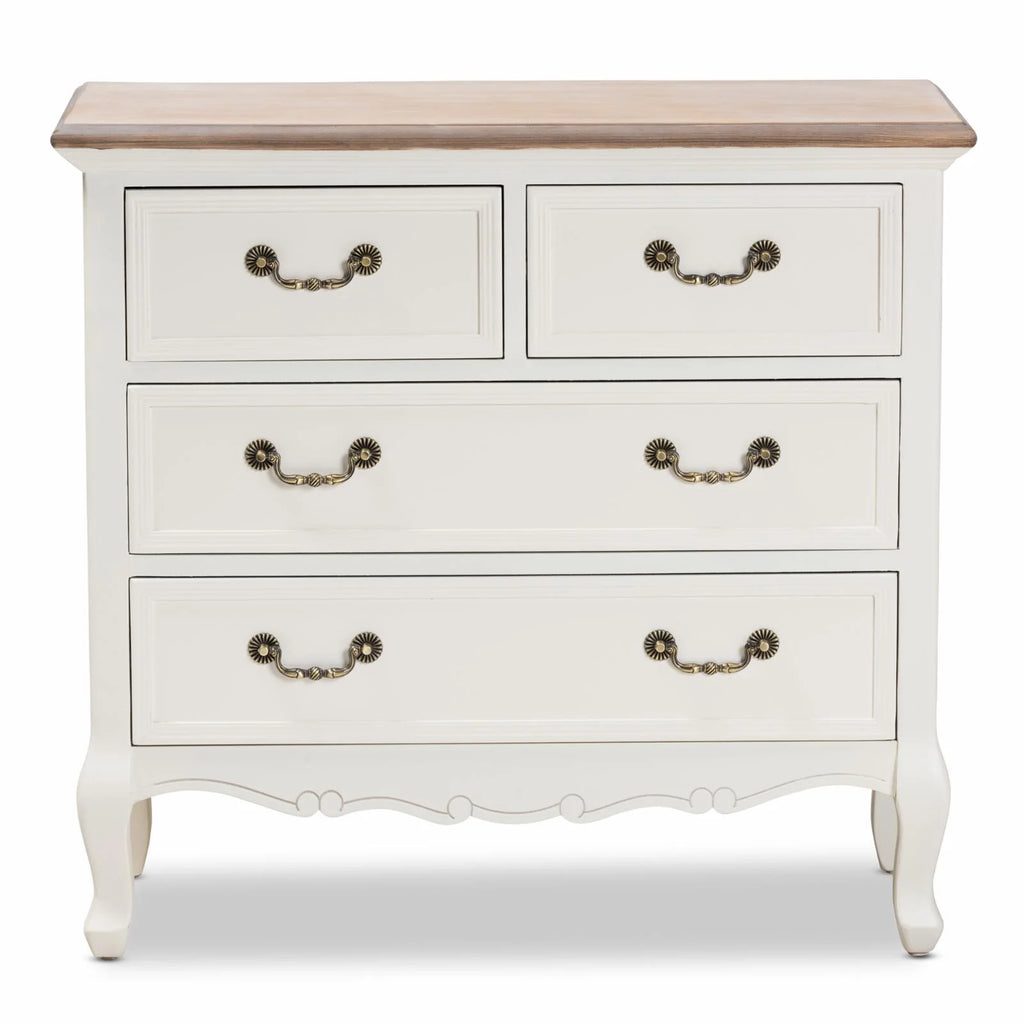 White and Oak 4-Drawer Accent Dresser L981078