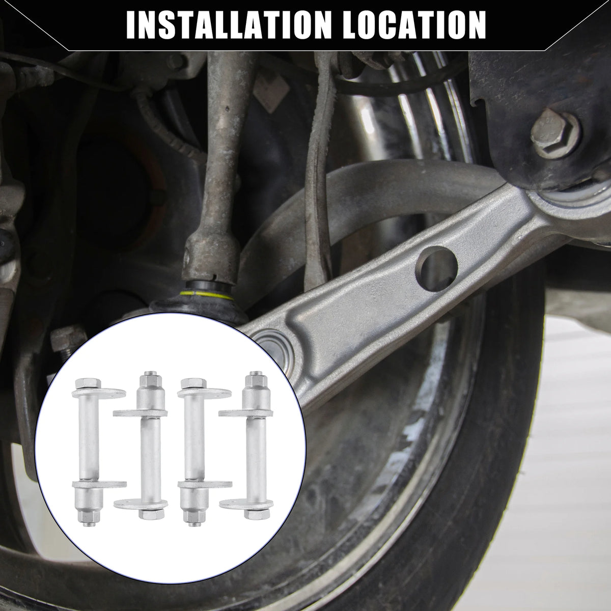 Cam Plate Toe Adjust Bolts for Toyota 4Runner 1995-2004 Metal 4 Sets Silver Tone X681154