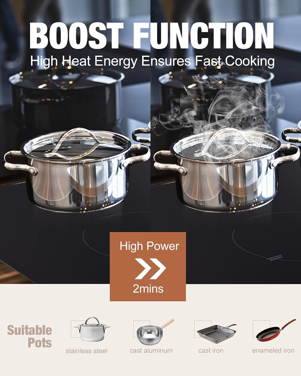 Induction Cooktop 2 Burner 12 Inch Electric Stove Top 3500W Built-in Dual Induction Cooker G3418