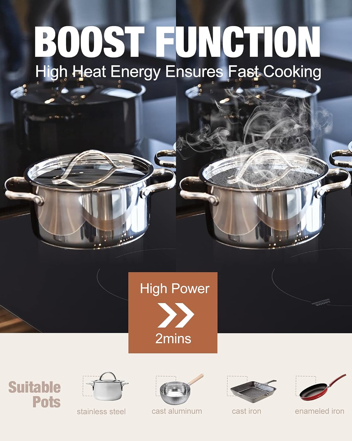 Induction Cooktop 2 Burner 12 Inch Electric Stove Top 3500W Built-in Dual Induction Cooker G3418