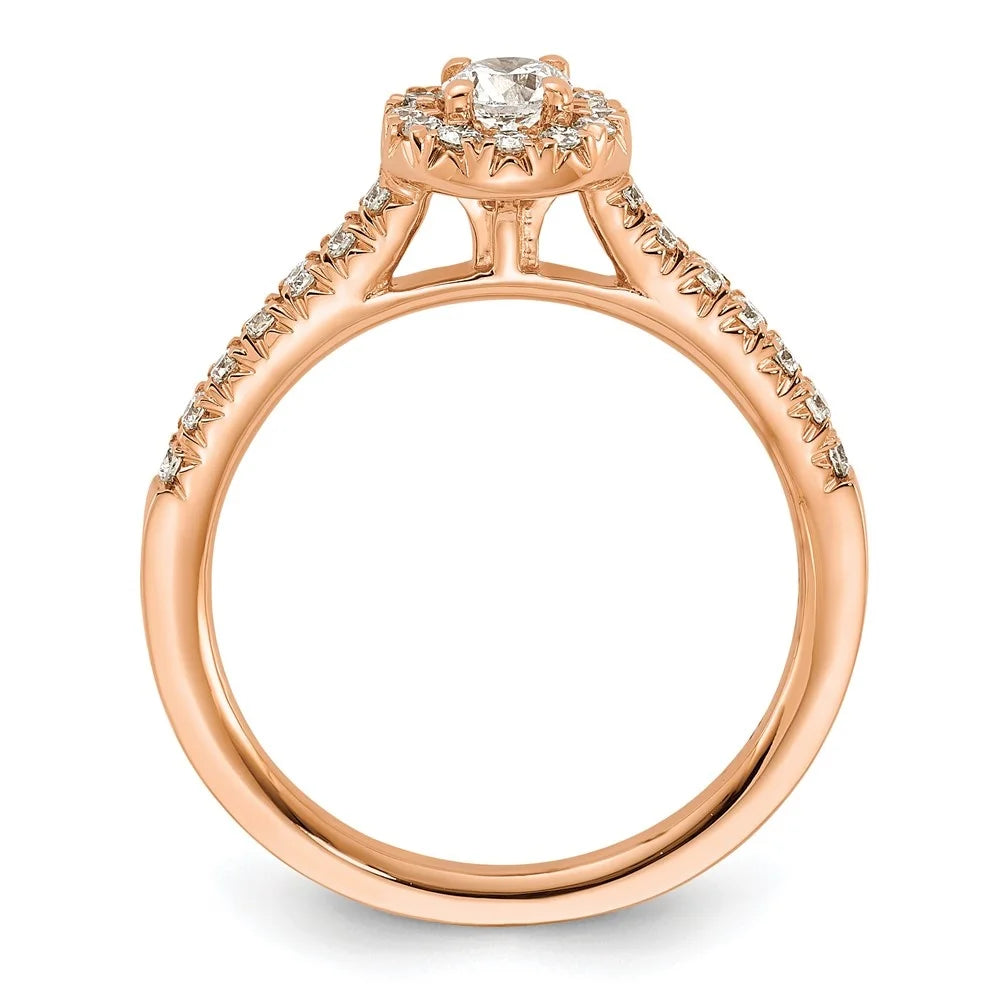 14k Rose Gold Lab Grown Diamond Halo Ring T430