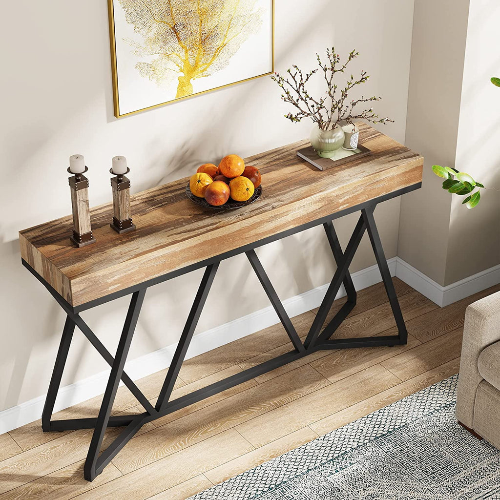 55" Wood Console Table with Metal Base G20454