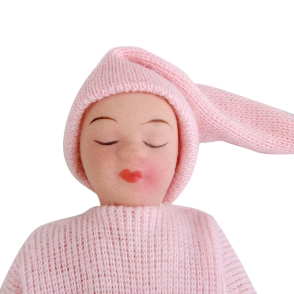 Porcelain Doll People Figure with Pink Sweater & Hat Y4815