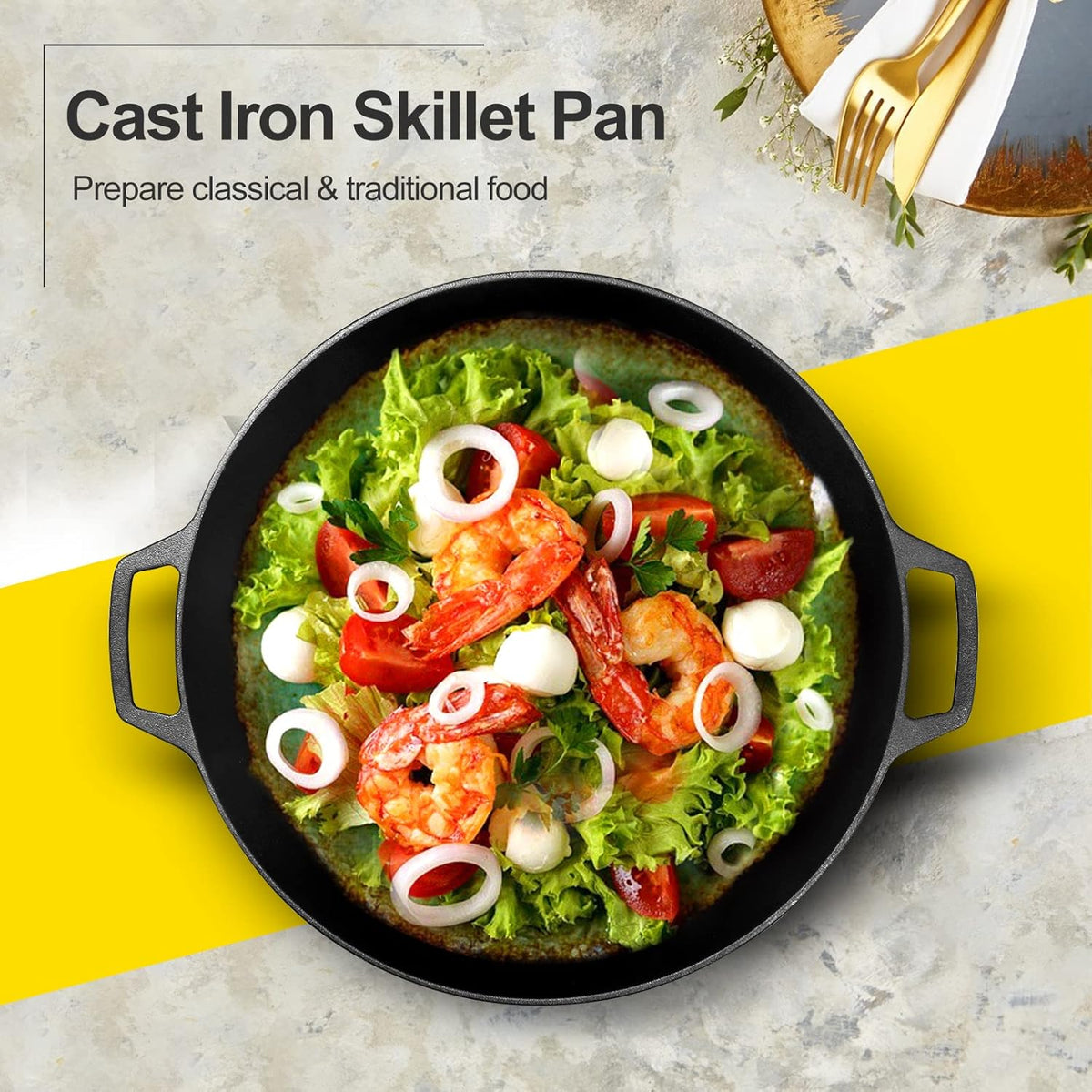 Large 17 Inch Cast Iron Skillet Q840154