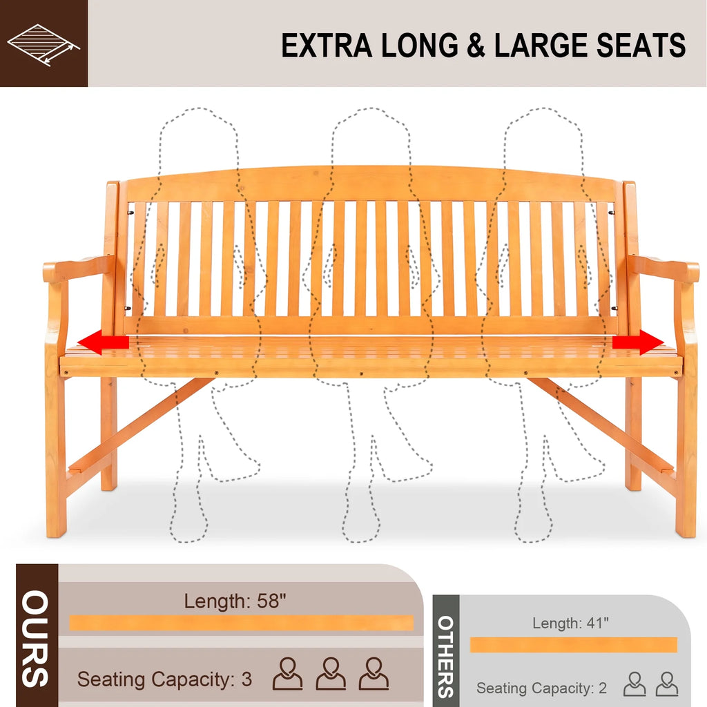 3 Person Wood Outdoor Bench G916