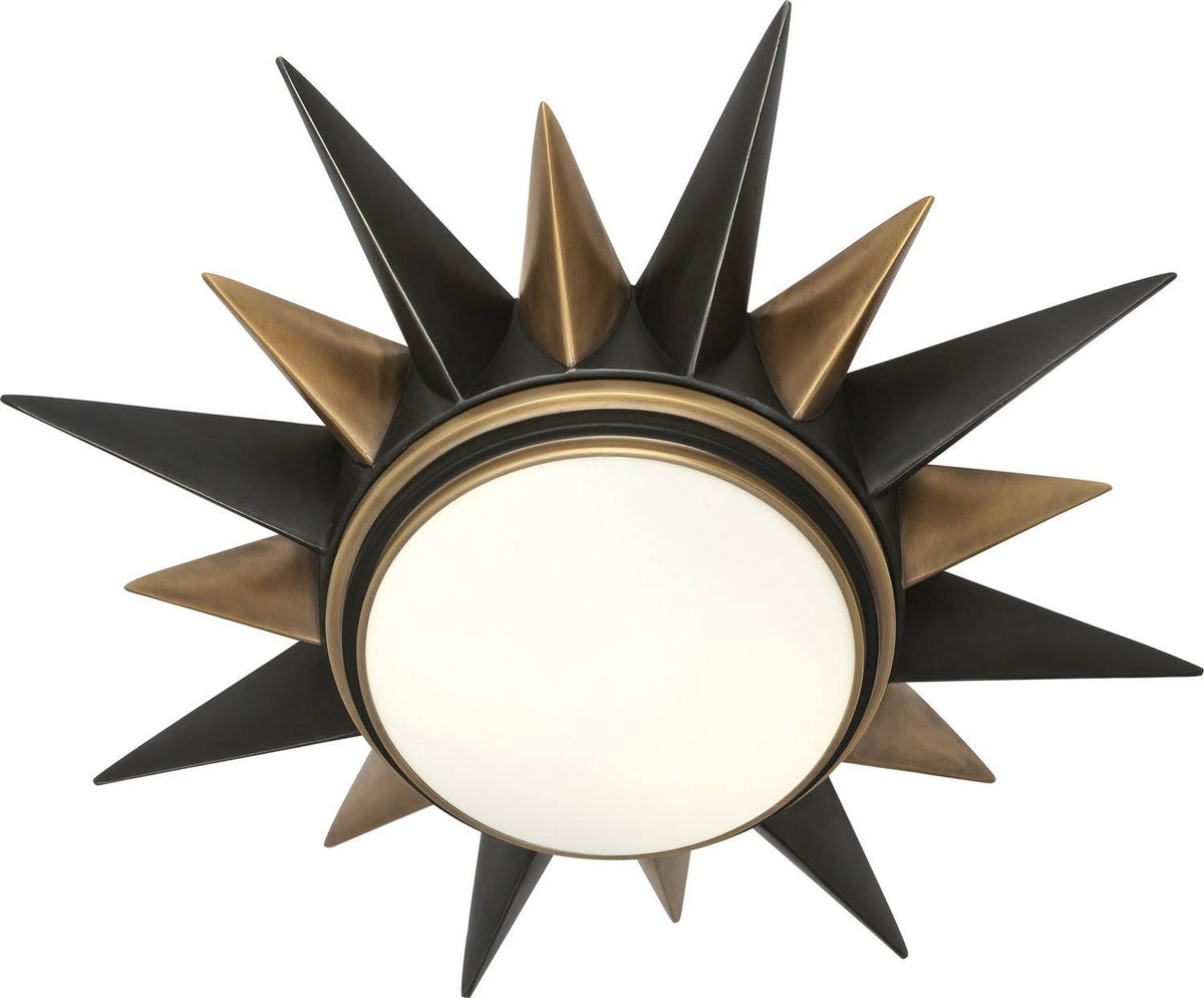 Two Light Flushmount in Deep Patina Bronze with Warm Brass L98990