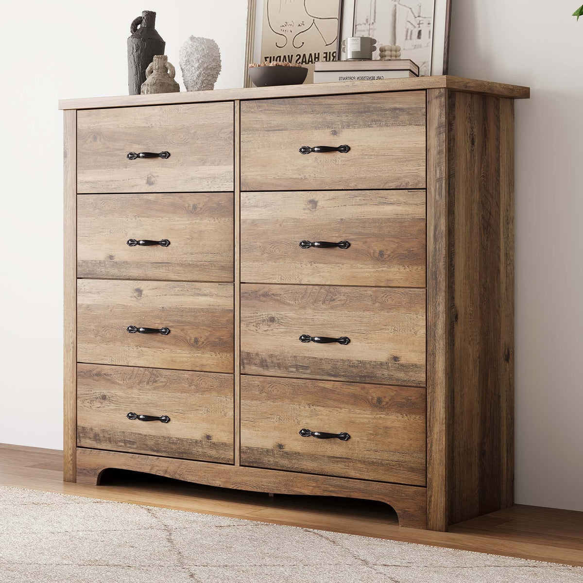 Black 8 Drawer Wood Dresser M38205