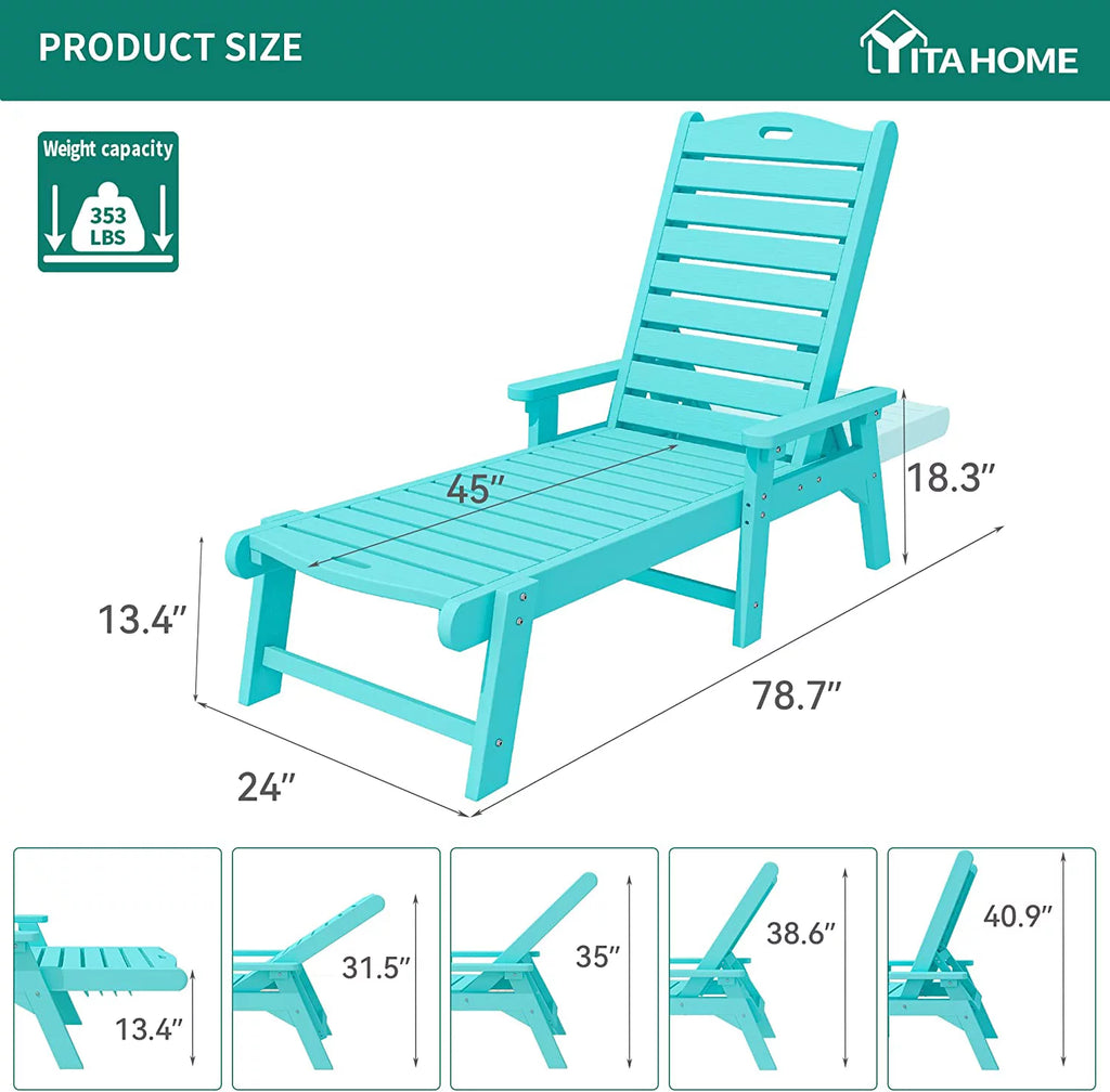 Blue Adjustable Resin Chaise Lounge Chair R7211
