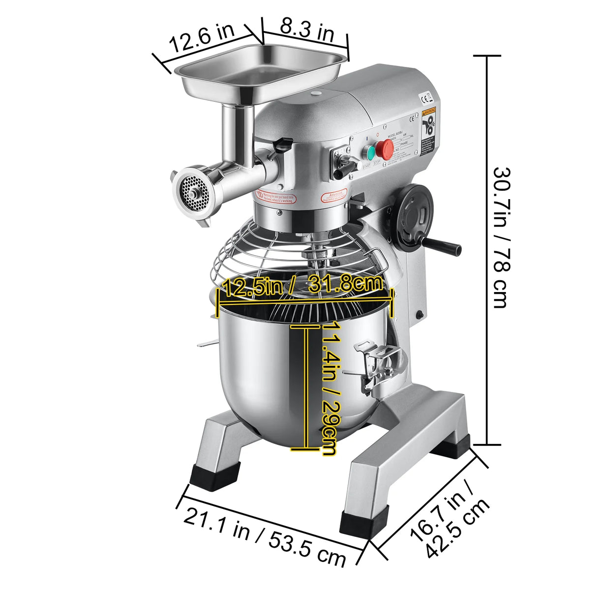 Commercial Stand Mixer with Meat Grinder, 20Qt Stainless Steel Bowl, 1100W R33390