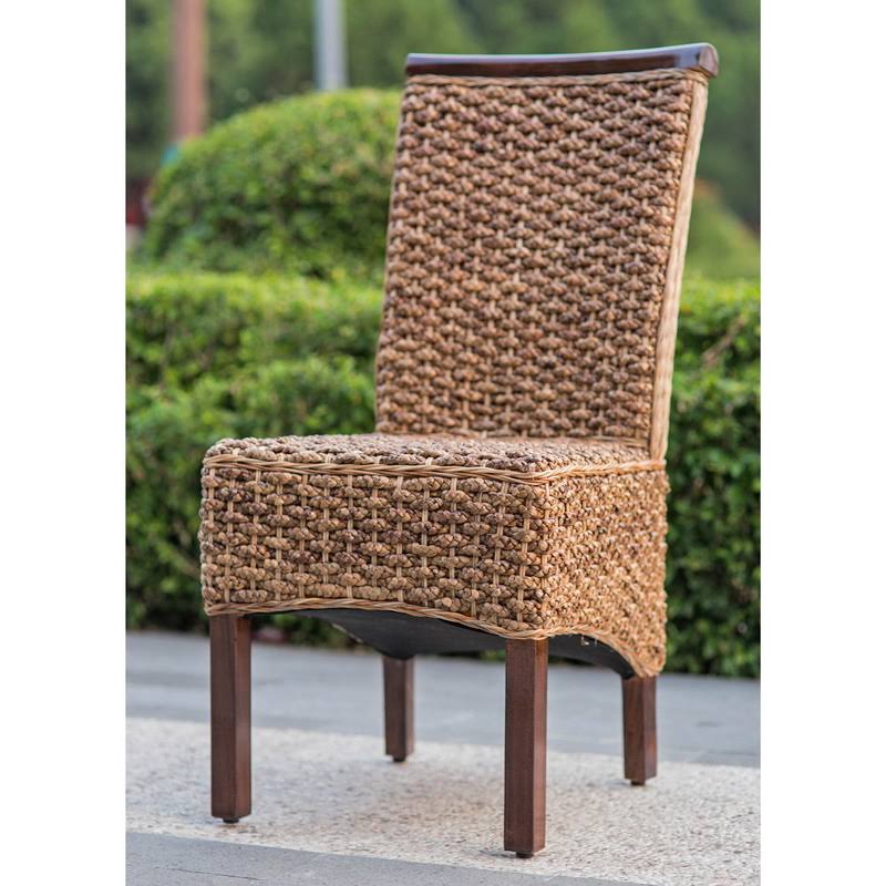 Bunga Hyacinth Weave Dining Chair with Mahogany Hardwood Frame Y649
