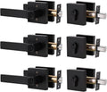 4 Pack Matte Black Entry Door Handle with Deadbolt Lock Set T659182