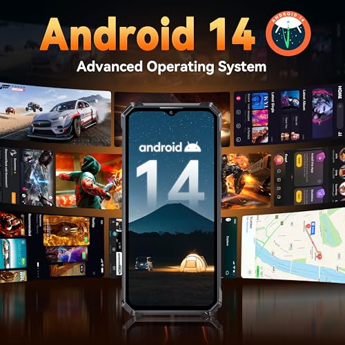 Rugged Smartphone Unlocked 24+256GB Android 14 6.52” HD Display 10600mAh IP68 Waterproof Dual Sim NFC Q5823