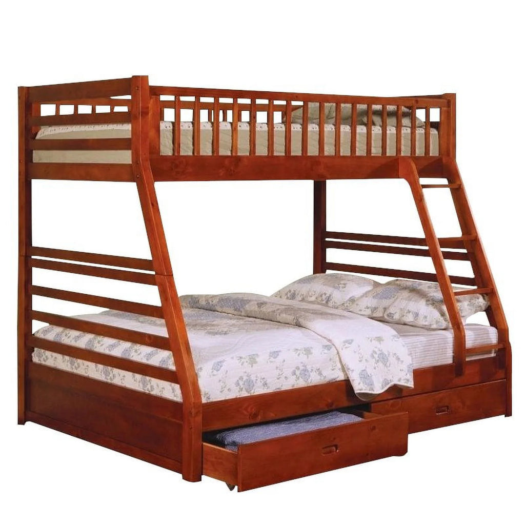 Twin over Full Bunk Bed in Oak Finish K164