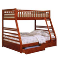 Twin over Full Bunk Bed in Oak Finish K164