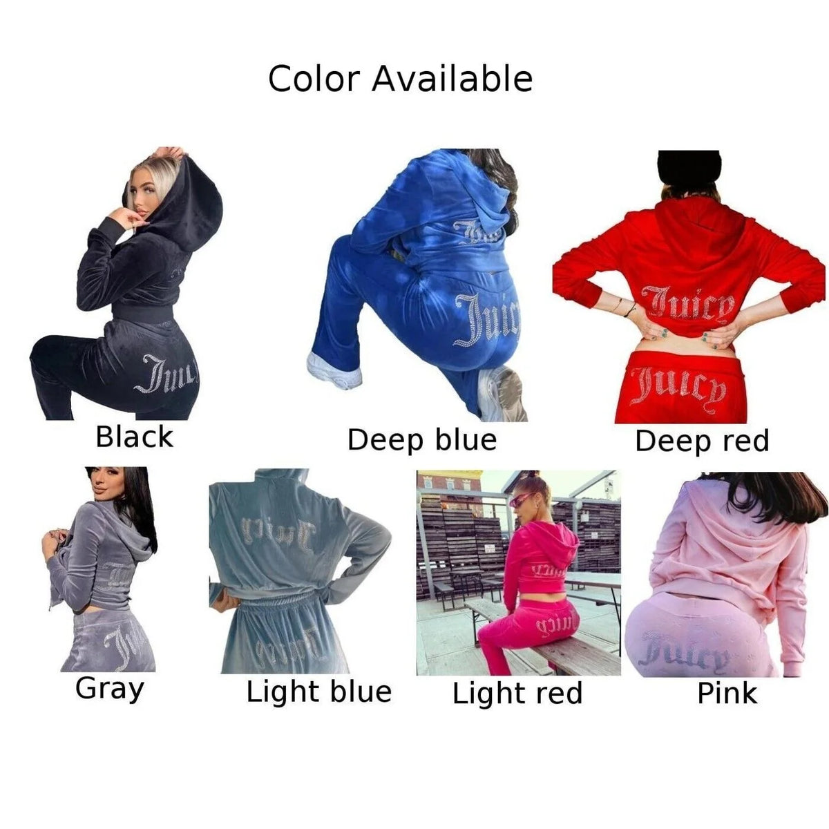 Velour 2-Piece Hoodie Tracksuit Set E2381