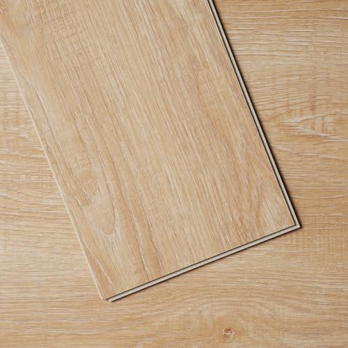 Interlocking Vinyl Floor Tiles 48 x 7.3 inch 10 Tiles 5.5mm Thick Natural Wood Grain H28861