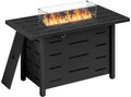 43 Inch Propane Gas Fire Pit Table with Lid and Lava Rock F873