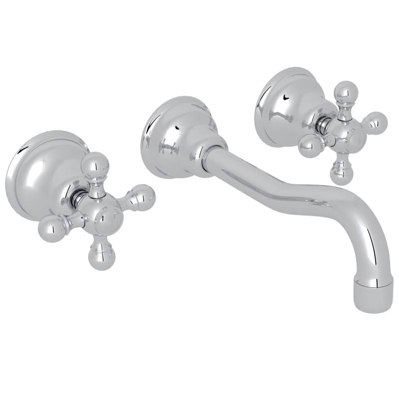 Polished Chrome Wall Mount Widespread Lavatory Faucet U139