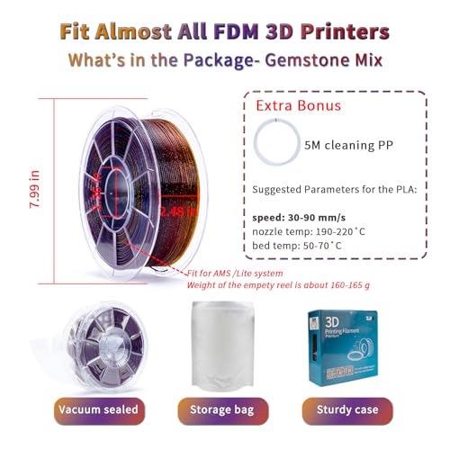 1.75mm Sparkle Glitter PLA 3D Printing Filament 1kg Spool P897