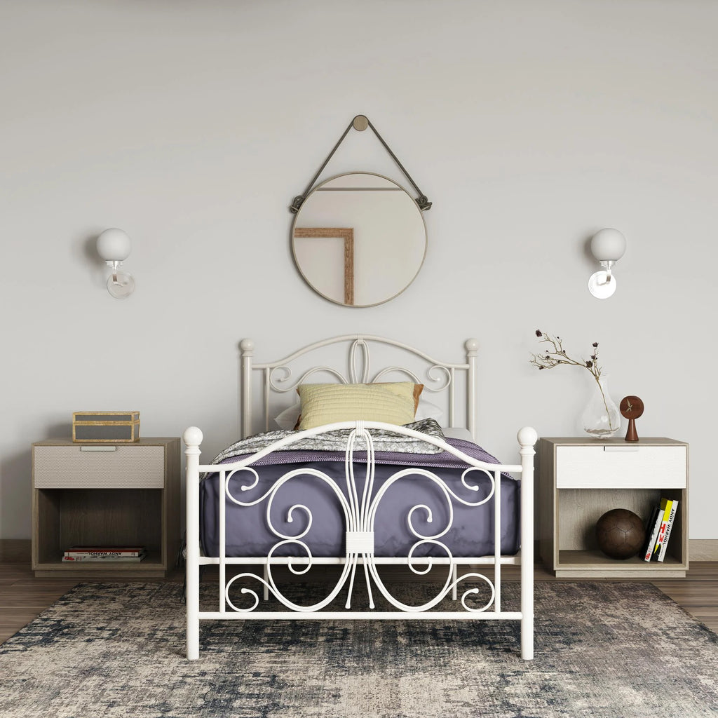 White Twin Metal Bed Q46156