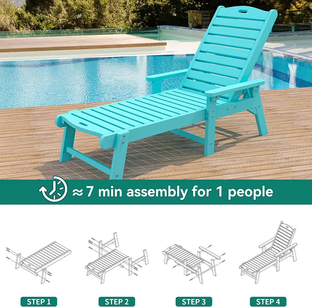 Blue Adjustable Resin Chaise Lounge Chair R7211