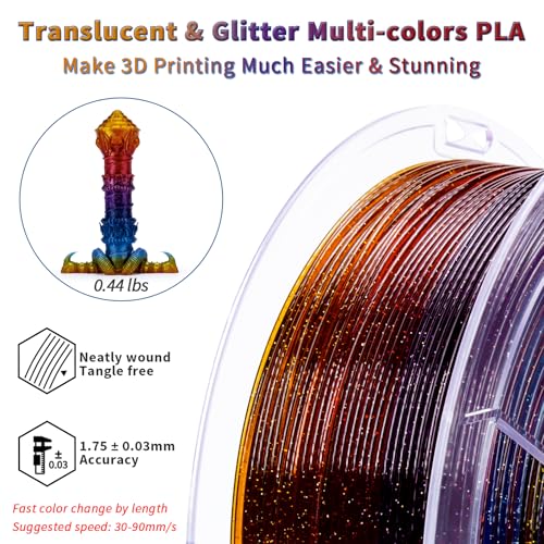 1.75mm Sparkle Glitter PLA 3D Printing Filament 1kg Spool P897