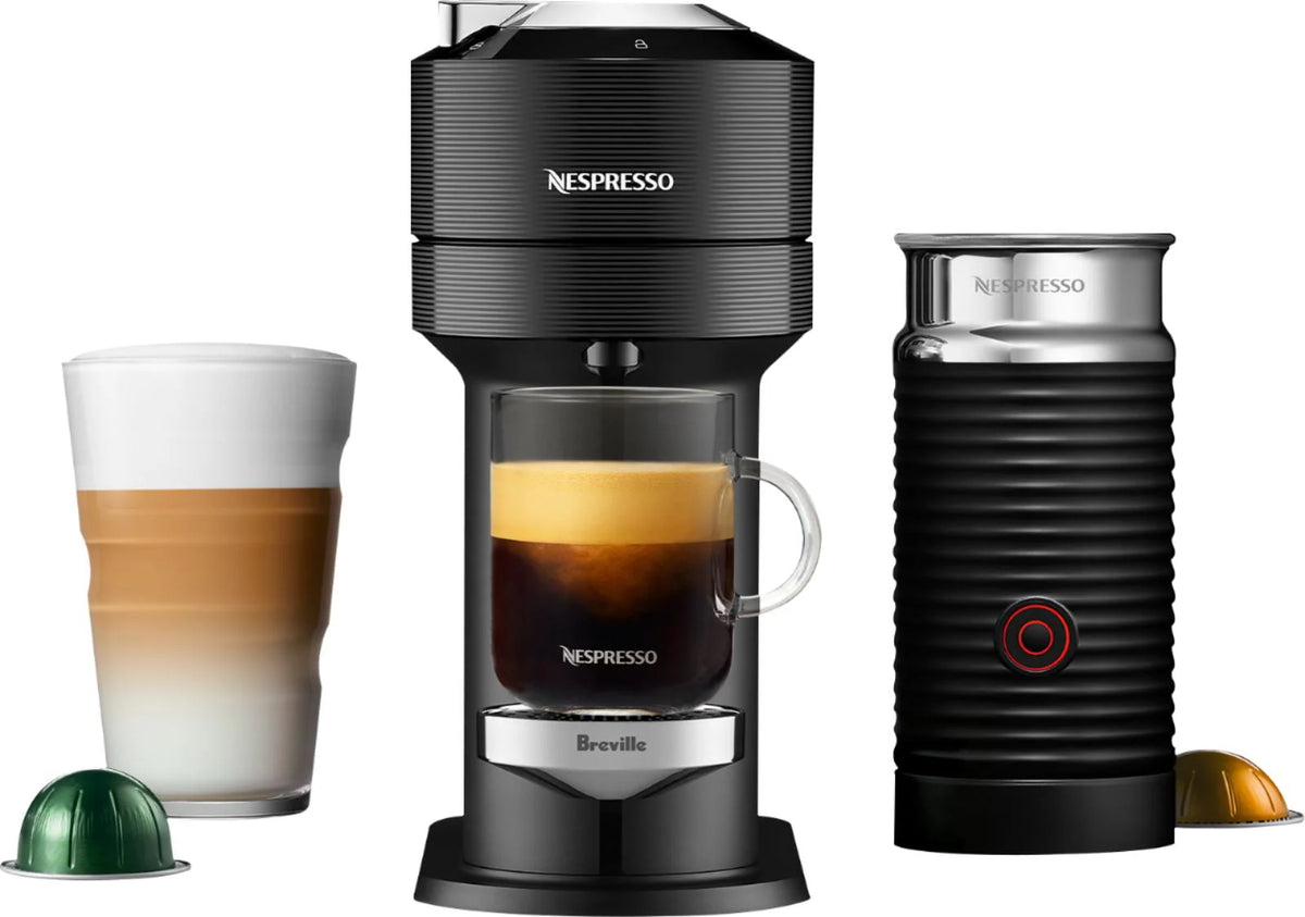 Black Coffee Machine with Milk Frother N57581
