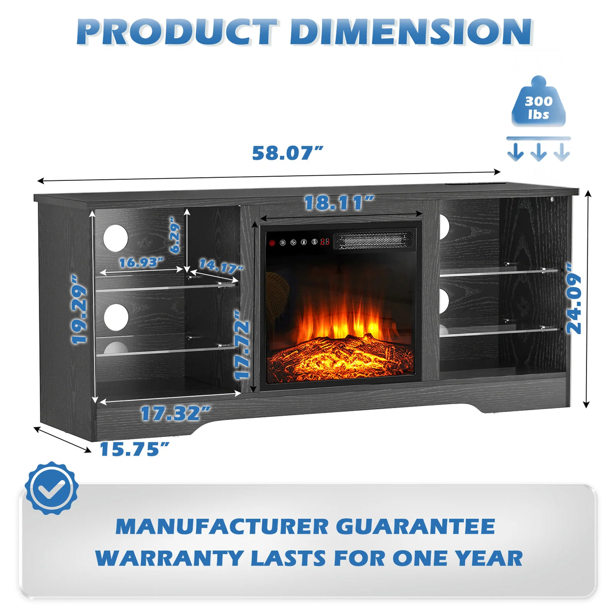 Fireplace TV Stand with 18'' Fireplace P5672