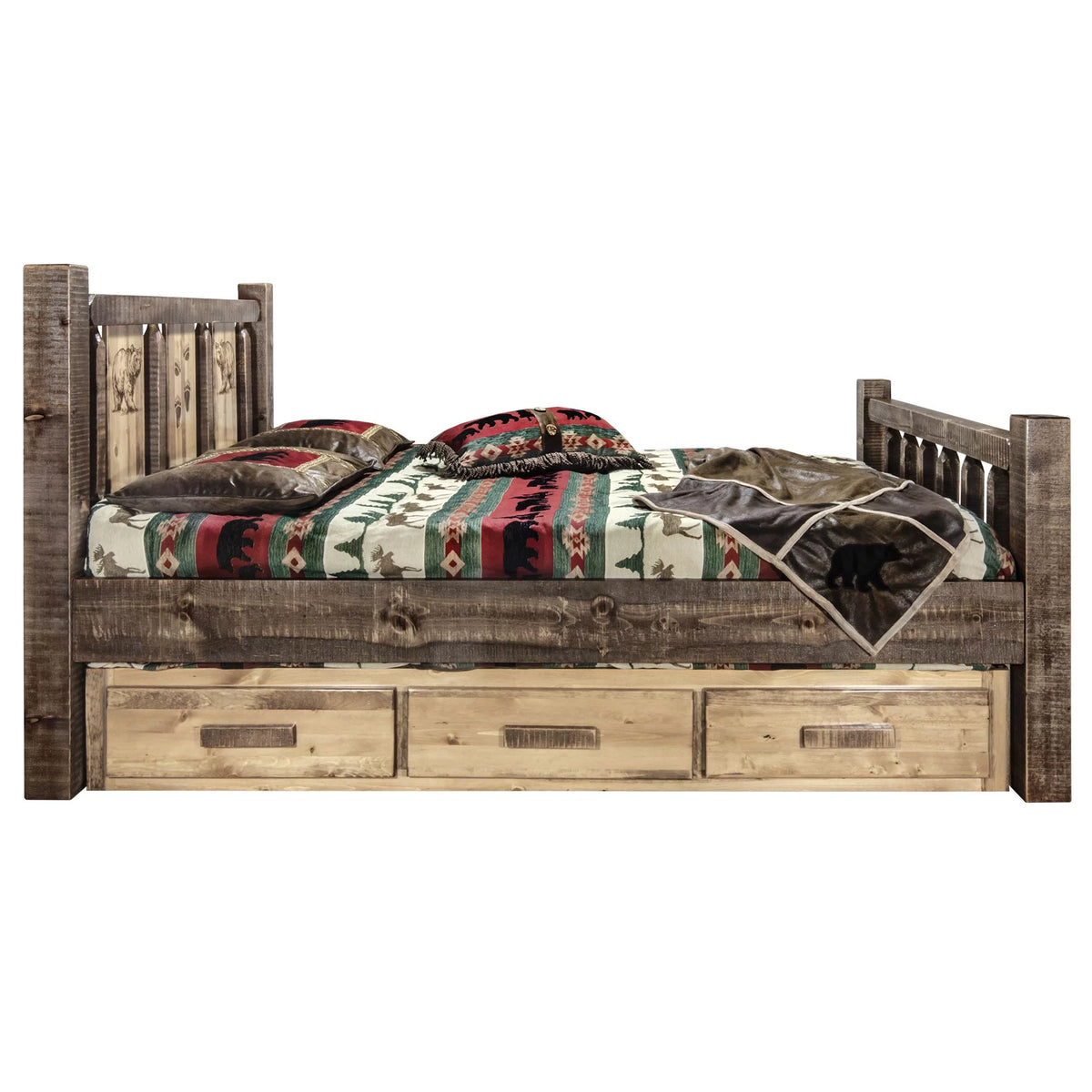 Brown Wood Twin Storage Bed E243682