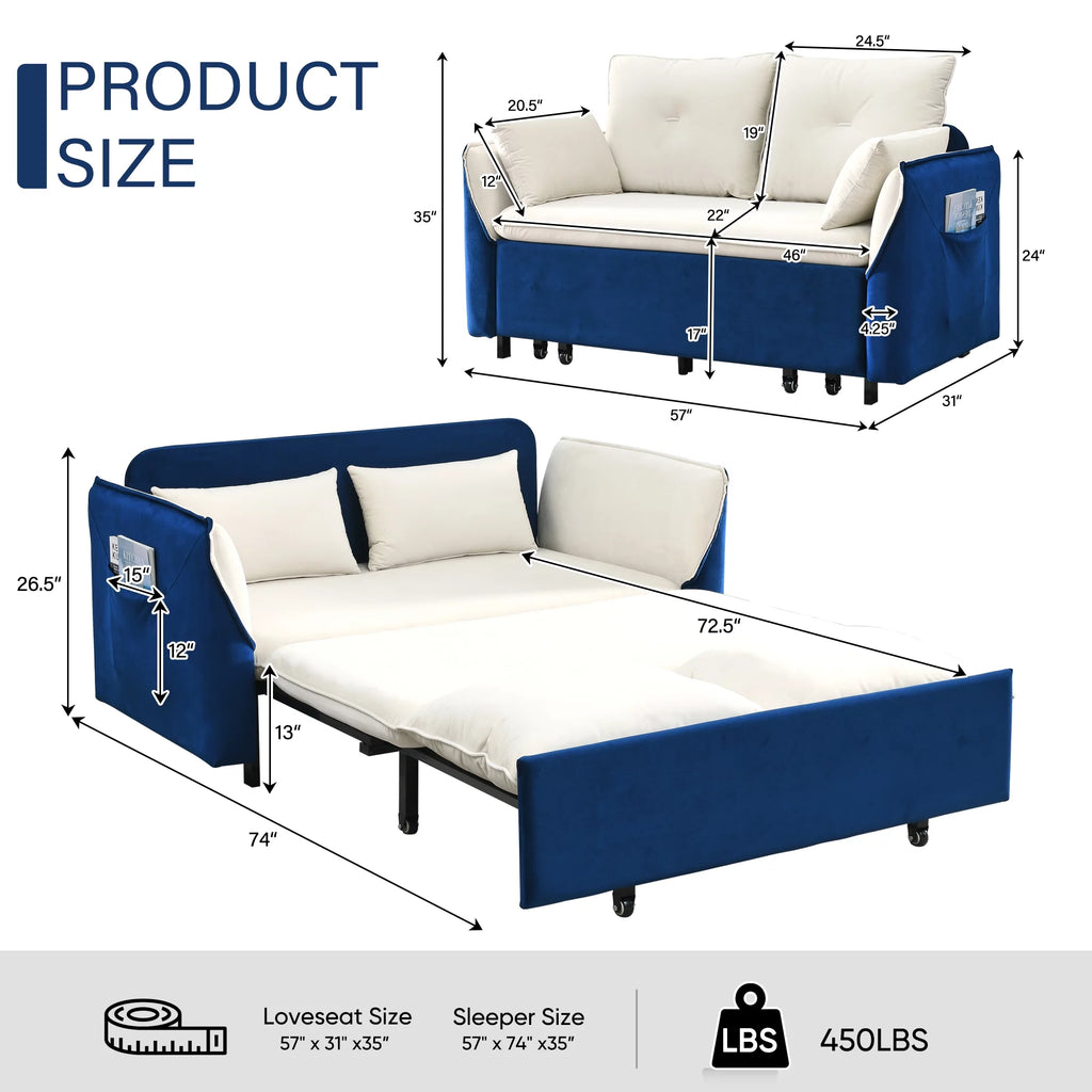 Blue Pull Out Sofa Bed M46072